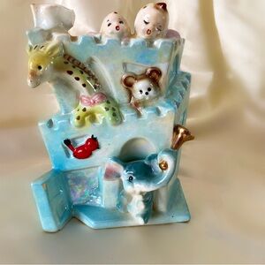Vintage 60s Noah’s ark ceramic planter home decor Velco Japan cute nursery